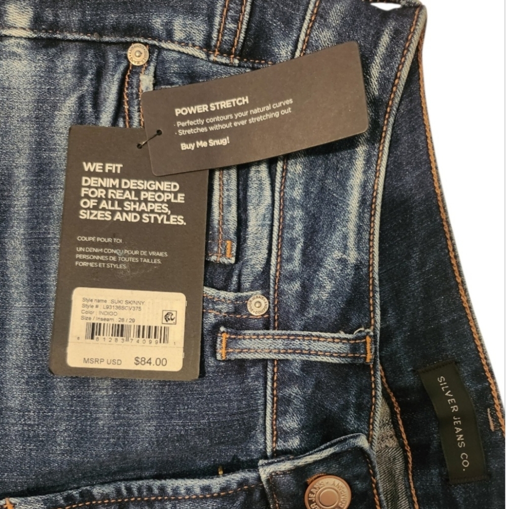 Womens Silver Jeans Co. Suki Curvy Fit Mid Rise Jeans Distressed 28/29 MSRP $84 - Picture 13 of 15